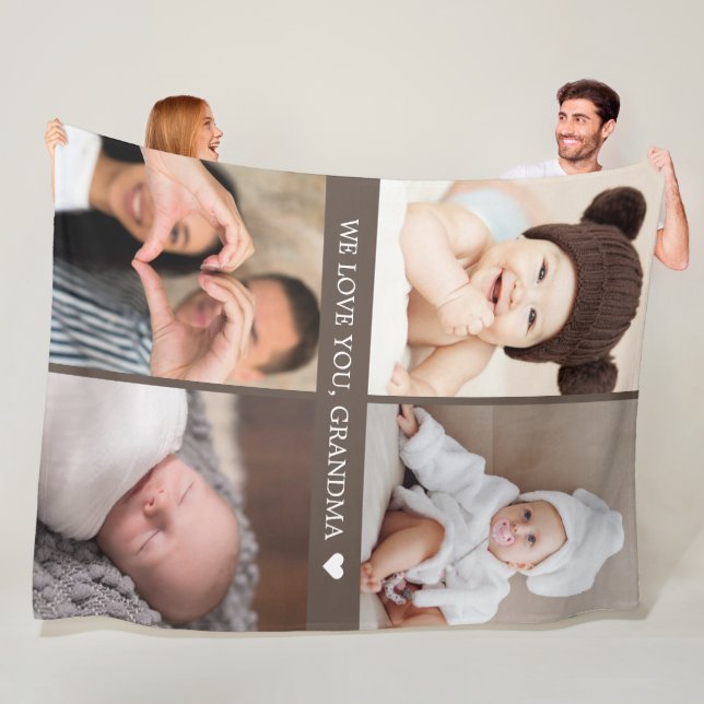 Couverture Polaire Cadeau de maman grand-mère Collage de photos (En situation)