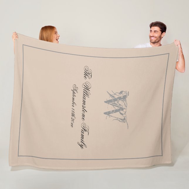 Couverture Polaire Cadeau de mariage rustique famille nom de famille  (En situation)
