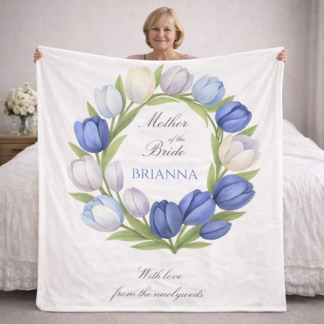 Couverture Polaire Cadeau de mariage Tulipes bleues de la mère de la  (Créateur téléchargé)