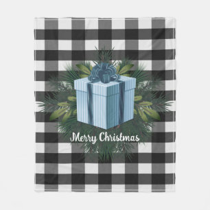 Couverture Polaire Cadeau de Noël Plaid Buffalo Vacances bleues