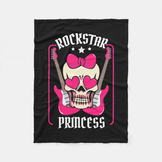 Couverture Polaire Cadeau de Noël | Rokstar Princess Skull (Devant)