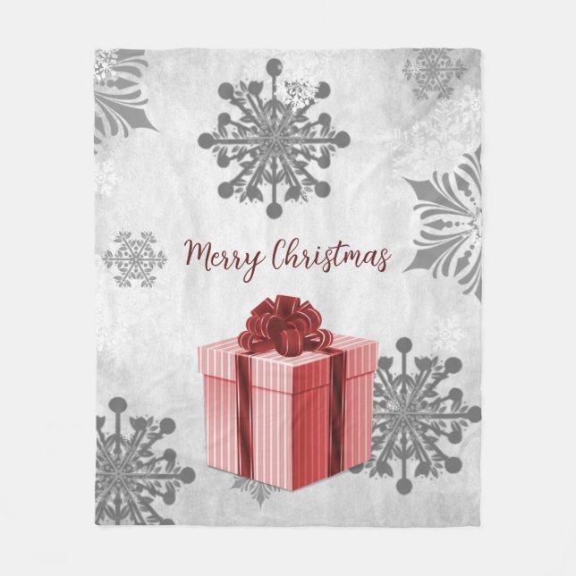 Couverture Polaire Cadeau de Noël Rouge Blanche polaire (Devant)