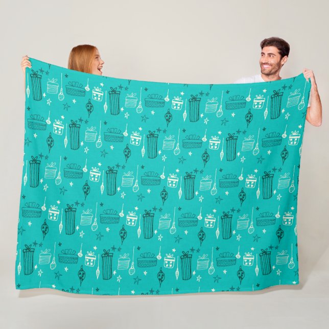 Couverture Polaire Cadeau de Noël Turquoise (En situation)