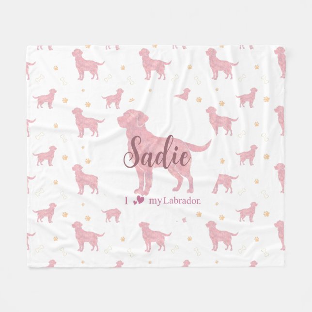 Couverture Polaire Cadeau de plaid Labrador retriever rose pastel per (Devant (Horizontal))