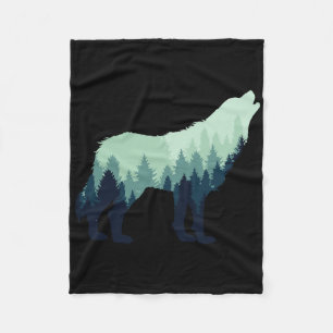 Couverture Polaire Cadeau de plein air de nature de loup pour le camp