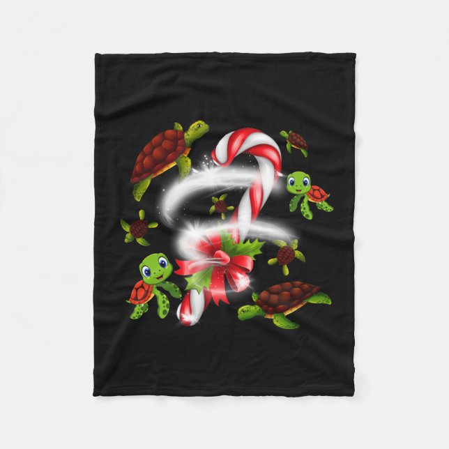 Couverture Polaire Cadeau de tortue | Turtle Candy Sweet Christmas (Devant)