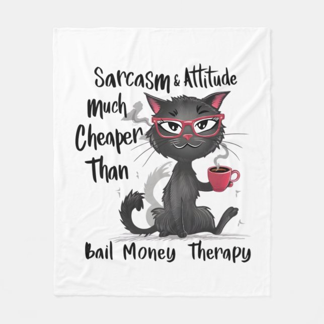 Couverture Polaire Cadeau drôle pour amateur de chats avec sarcasme e (Devant)