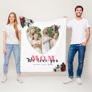 Couverture Polaire Cadeau en forme de coeur blanc chic pour la fête d