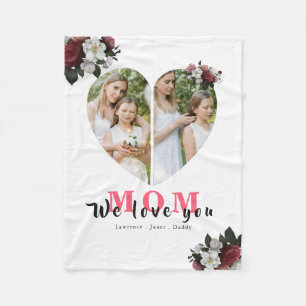 Couverture Polaire Cadeau en forme de coeur rouge blanc pour la fête