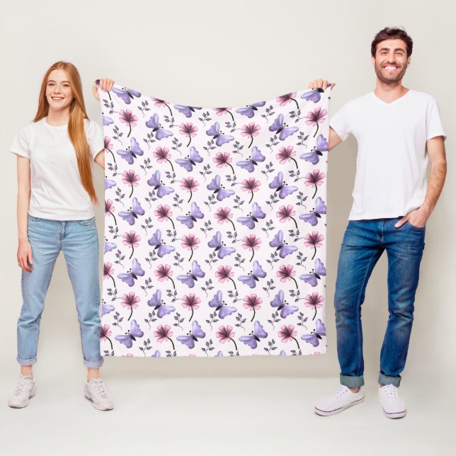 Couverture Polaire Cadeau floral papillon de printemps   (En situation)