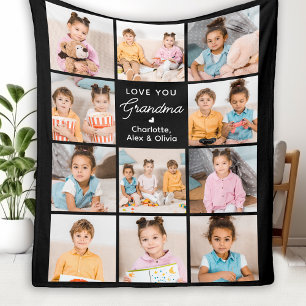 Couverture Polaire Cadeau Grandma personnalisé 11 Collage photo