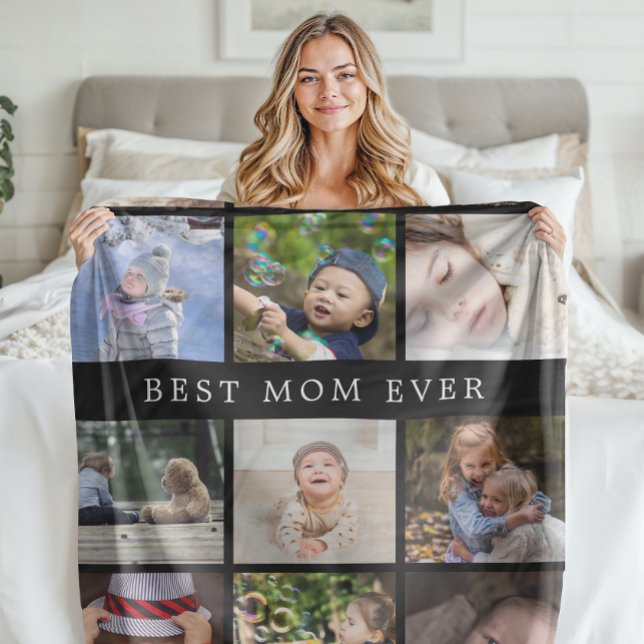 Couverture Polaire Cadeau Meilleure Maman Photo Collage Fête des Mère (Keepsake Best Mom Ever Photo Collage Mothers Day Fleece Blanket)