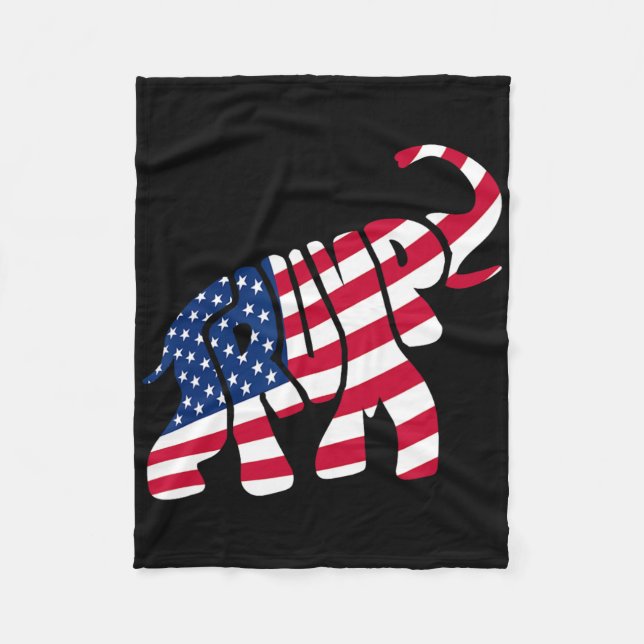 Couverture Polaire Cadeau Mignon Trump Drapeau Américain Fier Eléphan (Devant)