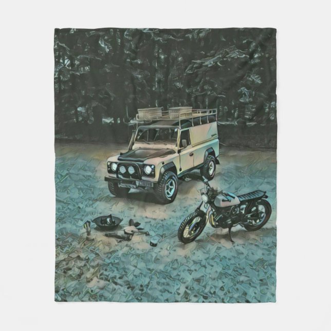 Couverture Polaire Cadeau moto rétro (Devant)