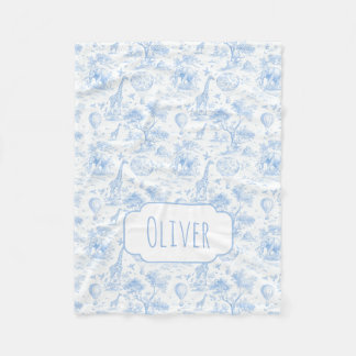 Couverture Polaire Cadeau personnalisé de baby shower safari toile bl