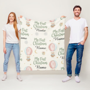 Couverture Polaire Cadeau personnalisé de mon premier Noël avec nom
