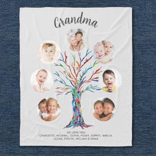 Couverture Polaire Cadeau Photo Mémorial Grand-mère Gris