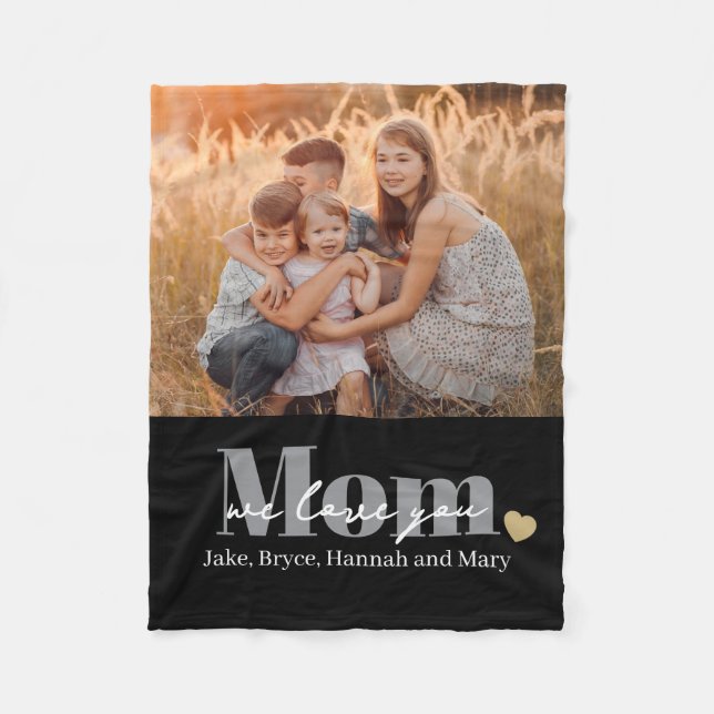 Couverture Polaire Cadeau Photo Nous Vous Aimons Maman (Devant)
