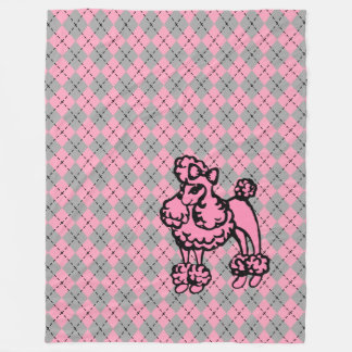 Couverture Polaire Cadeau plaid Rétro Argyle French Pink Caniche