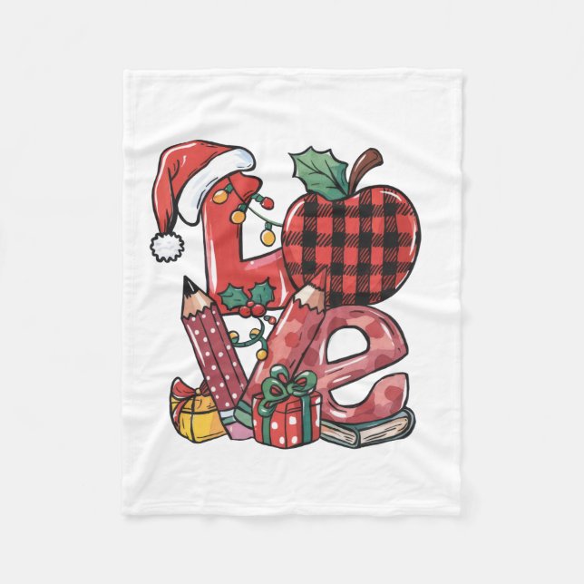 Couverture Polaire Cadeau pour Enseignant | Joyeux Noël Amour (Devant)