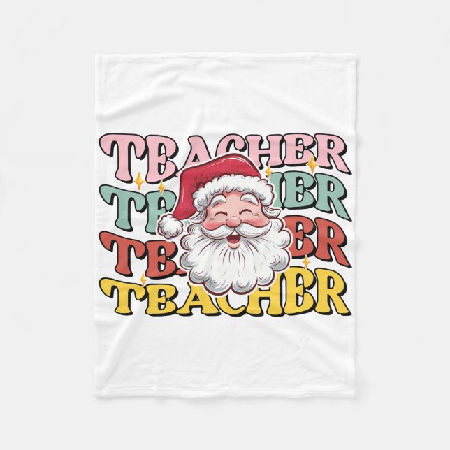 Couverture Polaire Cadeau pour Enseignant | Père Noël Enseignant (Devant)