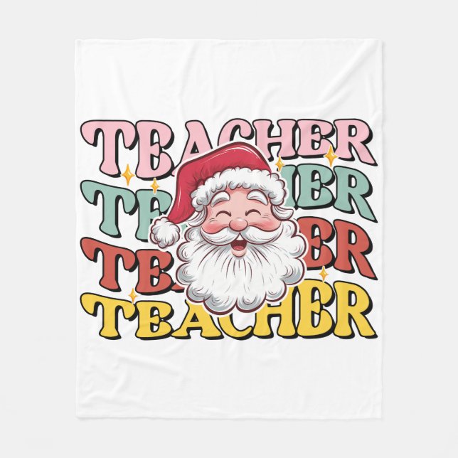 Couverture Polaire Cadeau pour Enseignant | Père Noël Enseignant (Devant)