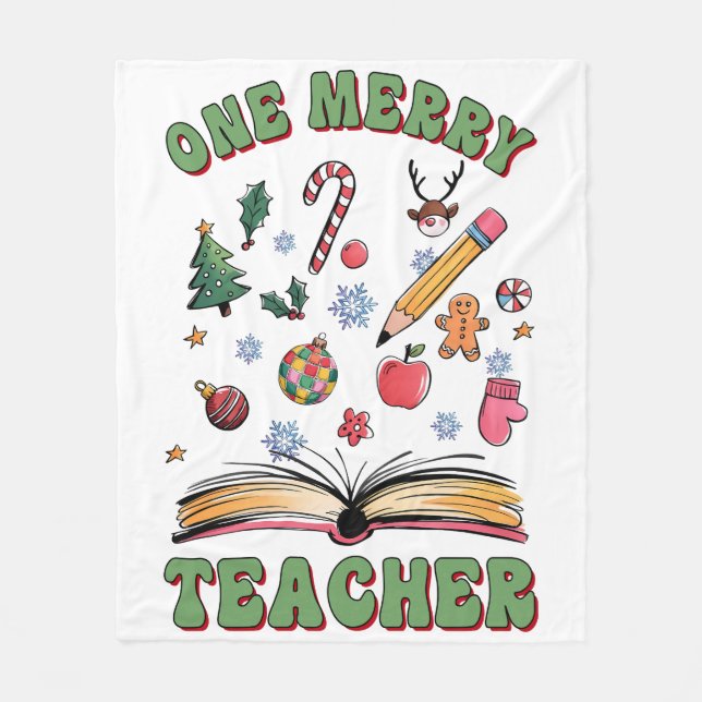 Couverture Polaire Cadeau pour Enseignant | Un Enseignant Joyeux (Devant)