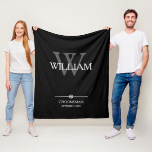 Couverture Polaire Cadeau pour garçon d'honneur Élégant Monogramme + 