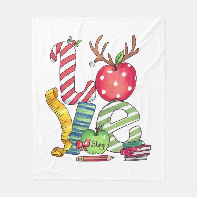 Couverture Polaire Cadeau pour l'enseignant | Crayon Pomme d'amour (Devant)