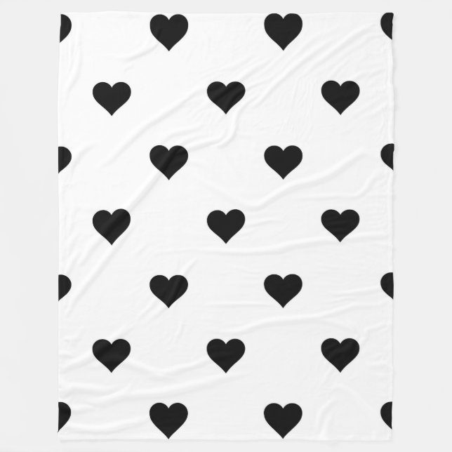 Couverture Polaire Cadeau romantique au coeur noir et blanc pour les  (Devant)