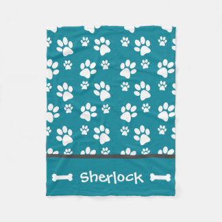 Couverture Polaire Cadeau Turquoise personnalisé Chien Blanket Chien