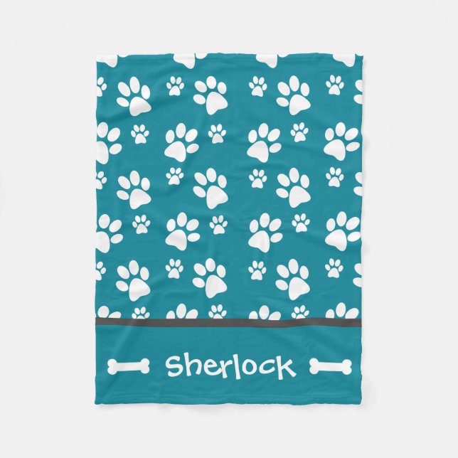 Couverture Polaire Cadeau Turquoise personnalisé Chien Blanket Chien  (Devant)