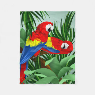 Couverture Polaire Cadeaux d'amant de perroquet d'ara d'écarlate