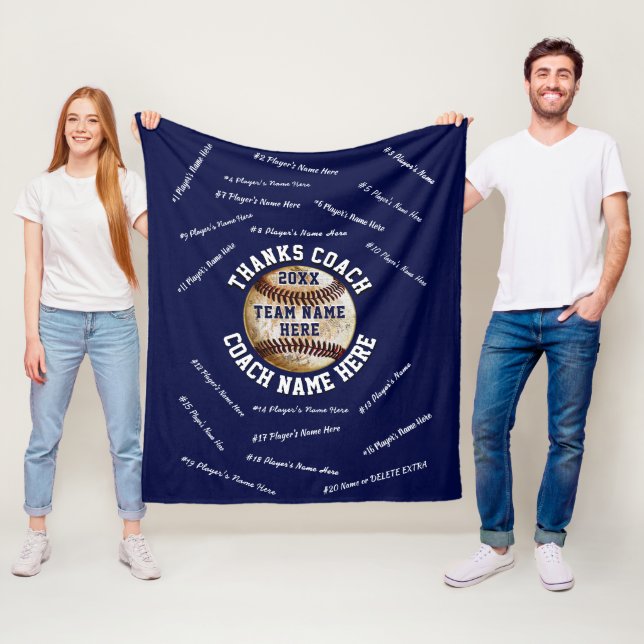 Couverture Polaire Cadeaux de Baseball Coach Bleu Marine et Blanc Bas (En situation)
