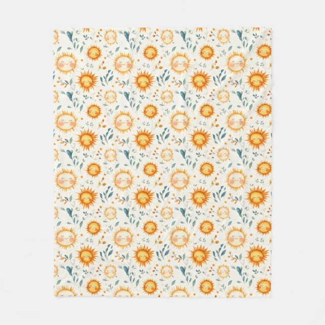 Couverture Polaire Cadeaux de bébé Sun et fleurs (Devant)