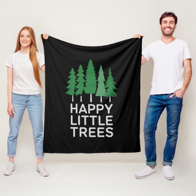 Couverture Polaire Cadeaux de camping d'arbres peu drôles heureux  (En situation)