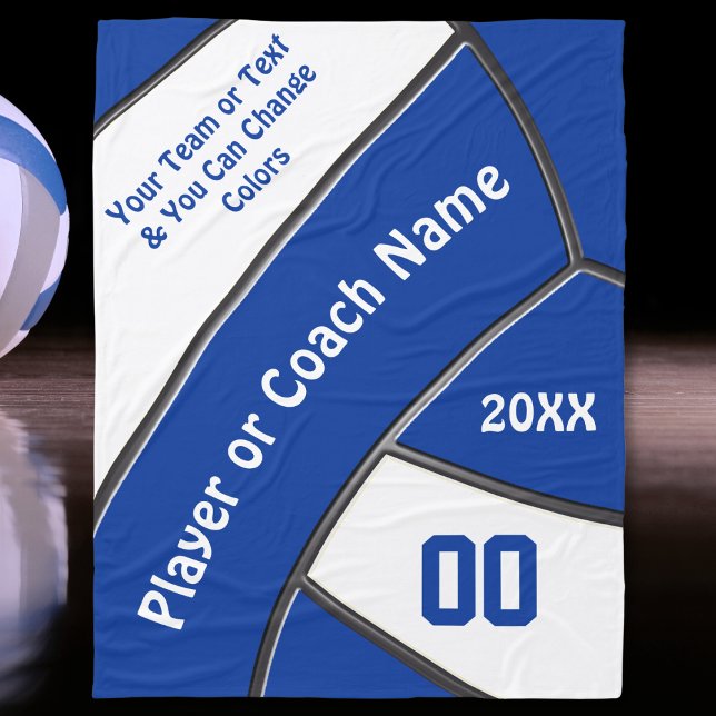 Couverture Polaire Cadeaux de volley-ball personnalisés pour joueurs  (Volleyball Fleece Blanket. Gift ideas for Volleyball Coaches. Gifts for Volleyball Seniors. Blue.)