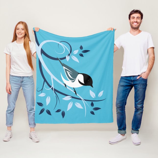 Couverture Polaire Cadeaux décoratifs d'oiseau de Chickadee (En situation)