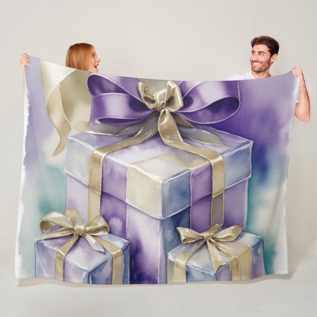 Couverture Polaire Cadeaux Enveloppés Turquoise Violet (En situation)