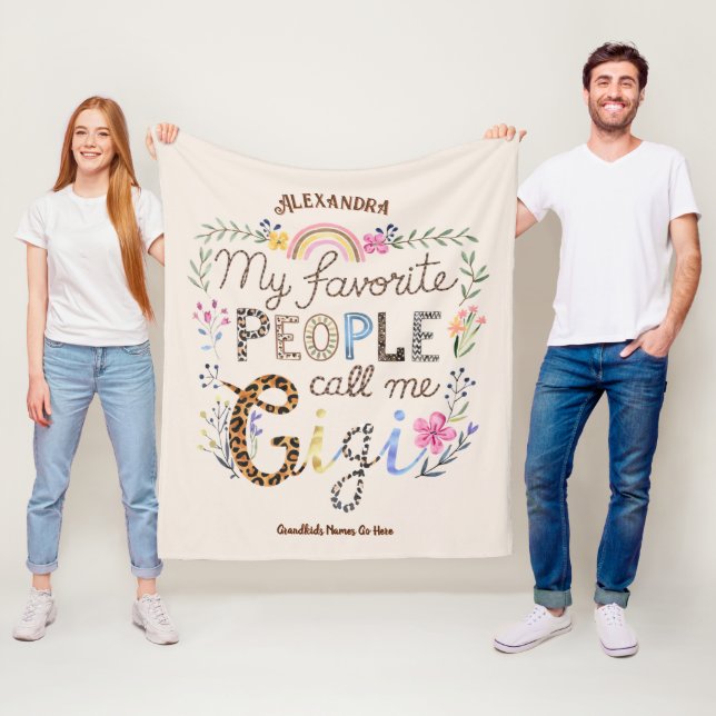 Couverture Polaire ❤️ Cadeaux GIGI personnalisés Ajouter des noms de  (En situation)