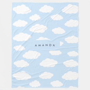 Couverture Polaire Cadeaux Monogramme Cute Girl Blue Cloud personnali