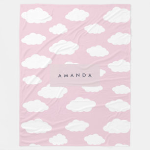 Couverture Polaire Cadeaux Nuage Rose Fille Personnalisés avec Monogr