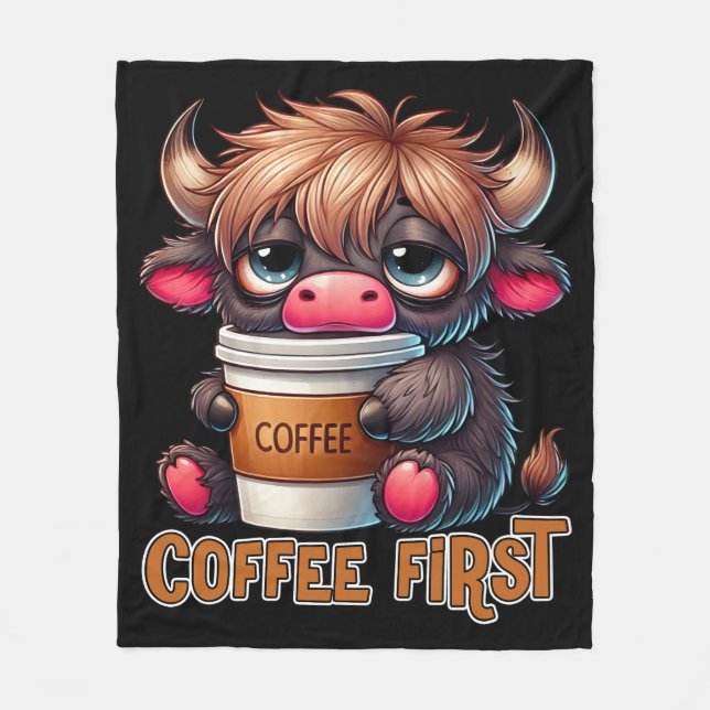Couverture Polaire Cadeaux pour amateurs de café en premier  (Devant)