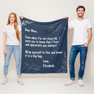 Couverture Polaire Cadeaux pour maman Marine bleu Lettre personnalisé