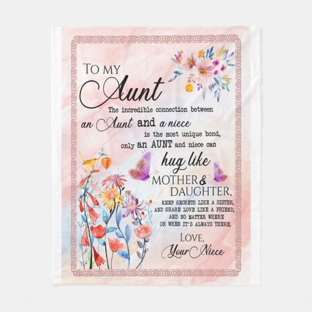 Couverture Polaire Cadeaux Tantes | Lettre À Ma Tante Amour De La Niè (Devant)