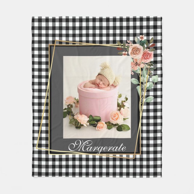 Couverture Polaire Cadre doré élégant cadre Floral élégant photo mode (Devant)