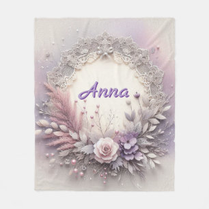 Couverture Polaire Cadre Floral Délicat Avec Détails De Dentelle