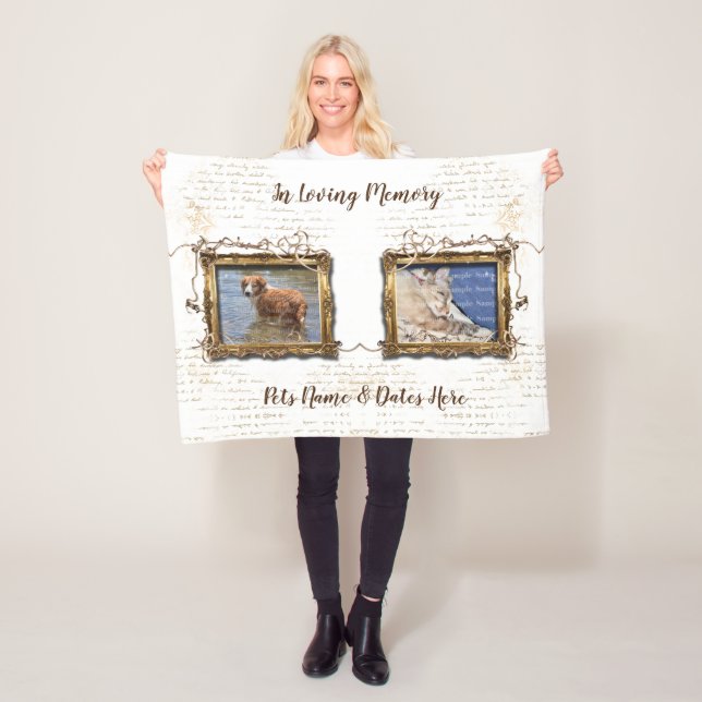 Couverture Polaire Cadre photo Pet DEUX PHOTOS blanc| Personnaliser (En situation)