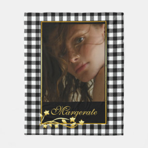 Couverture Polaire Cadres d'or photo personnalisées noir et blanc