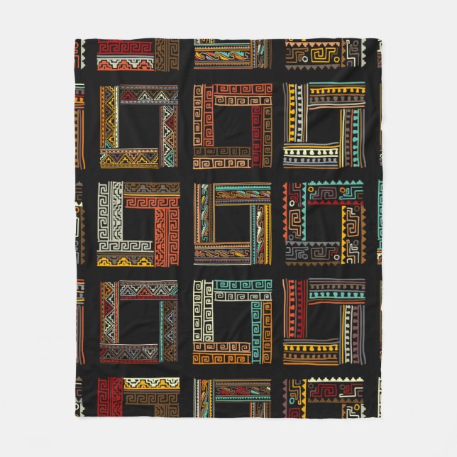 Couverture Polaire Cadres ethniques Abstraits, motif transparent (Devant)
